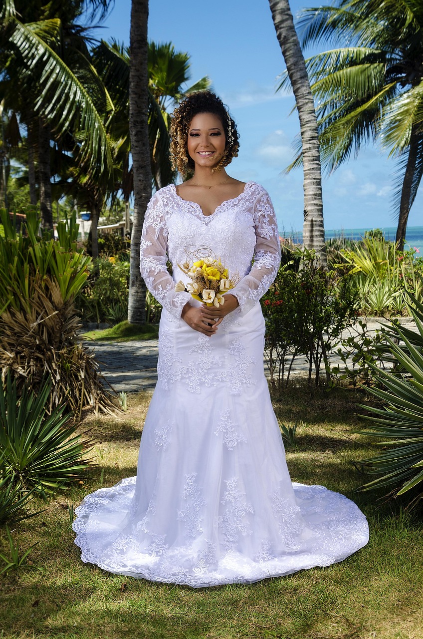 brides, marriage, beach, women, white dress, nature, woman, grooms, dress, bouquet